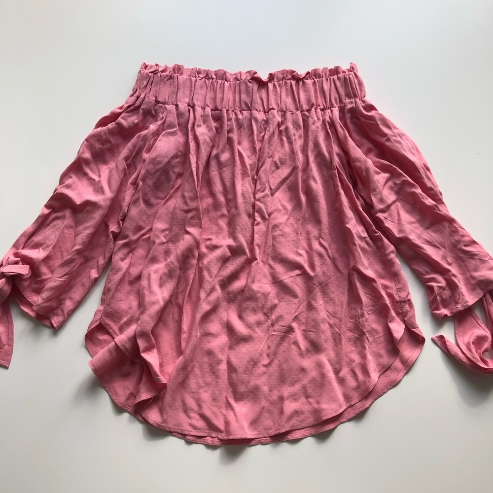 H&M Women’s Pink off shoulder 1/2 sleeve Blouse Top Sz 4 Small NEW